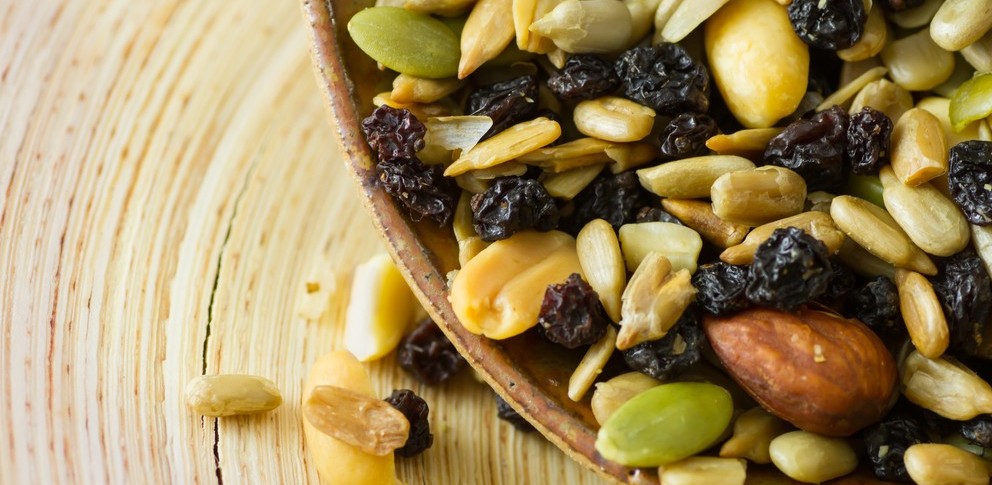 trail mix with nuts, seeds and dried fruit