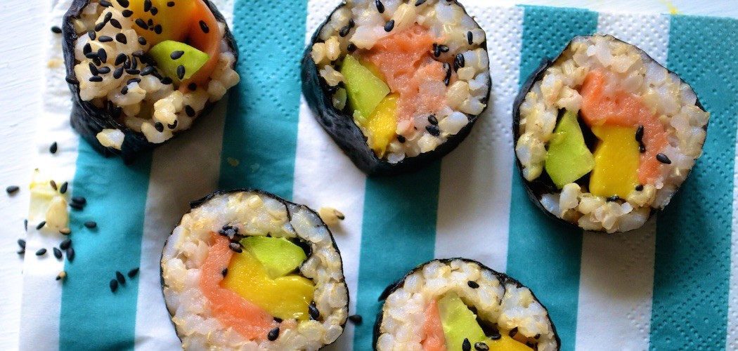 Mango Cucumber And Smoked Salmon Sushi Theflexiblechef