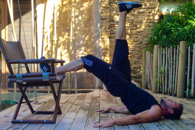 Dave Catudal working out outside