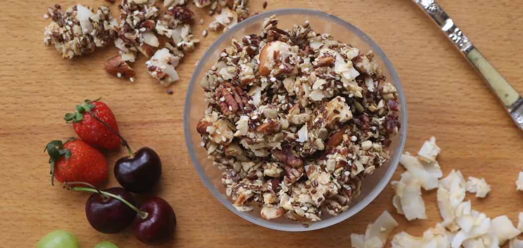 Next time you need a quick and energizing snack, whip up a batch of this delicious and healthy Omega Boost Granola. See the benefits and get the recipe!