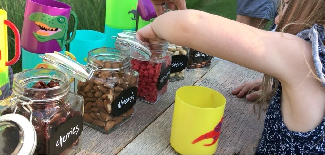 Looking for creative food ideas to serve at your kid's next birthday party or weekend play date? Find out how to make your own trail mix bar!