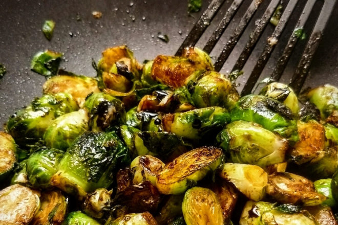 This sweet yet spicy Brussels sprouts side dish perfect compliments any protein — steak, chicken, or even seared salmon. Or, create a satisfying salad.