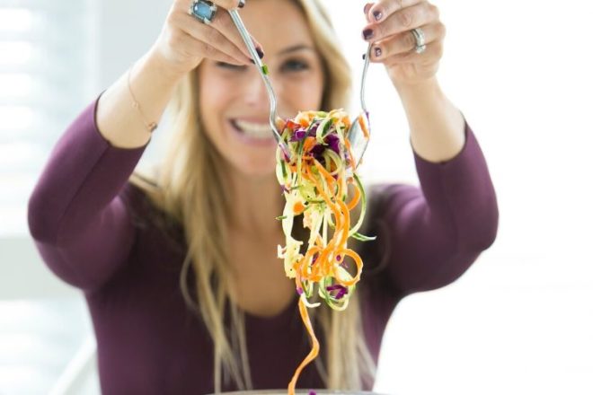 This salad recipe offers up the perfect pop of color to any dinner table. Plus, I like to use a spiralizer to add another fun visual component.