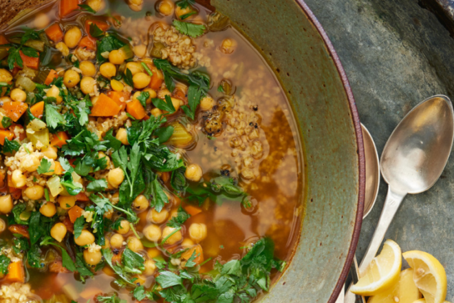 Middle Eastern Vegetable Soup with Freekeh
