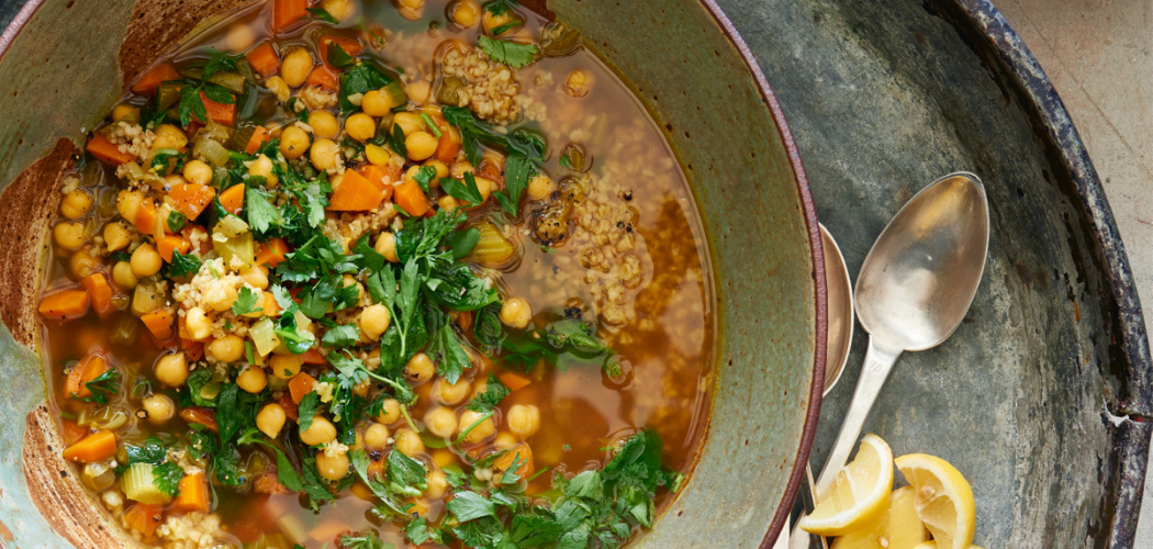 Middle Eastern Vegetable Soup with Freekeh