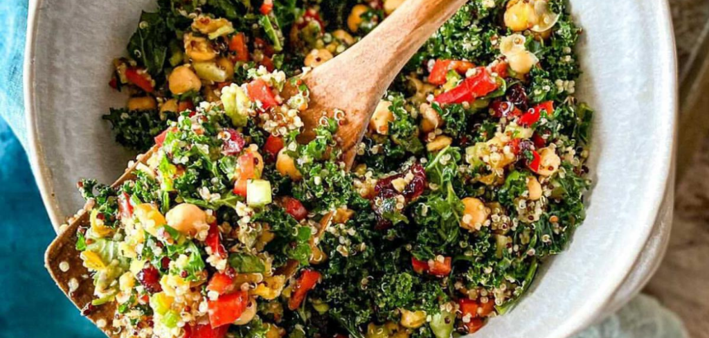 Quinoa and Kale Salad with Apricots and Cherries - The Flexible Chef