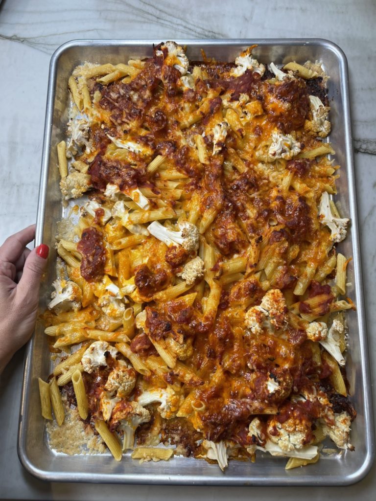 Easy Cheesy Sheet Pan Baked Ziti With Cauliflower The Flexible Chef